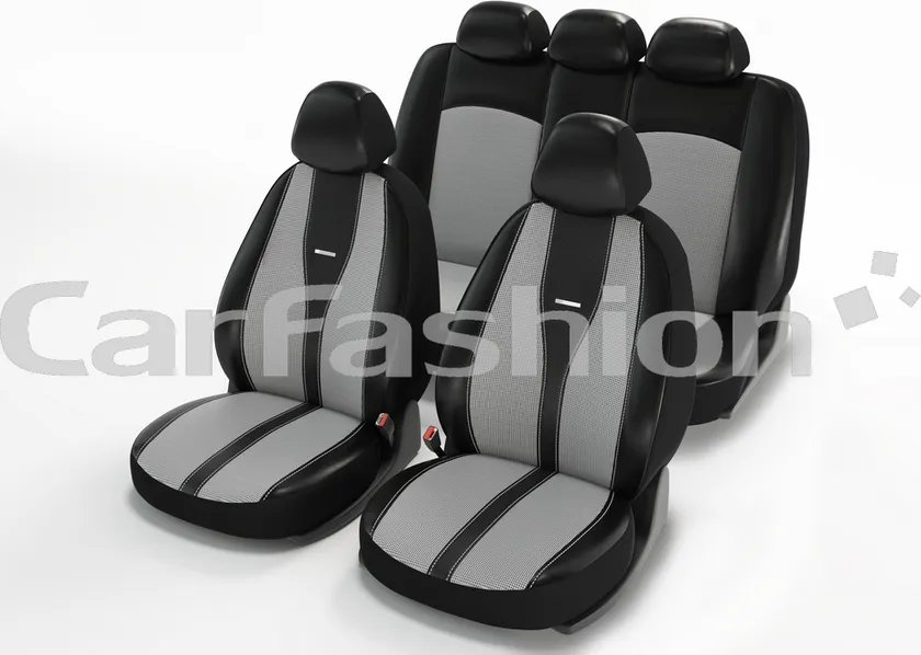 Чехлы универсальные CarFashion Major на сидения авто, цвет Светло-серый/Черный/Серый/Черный