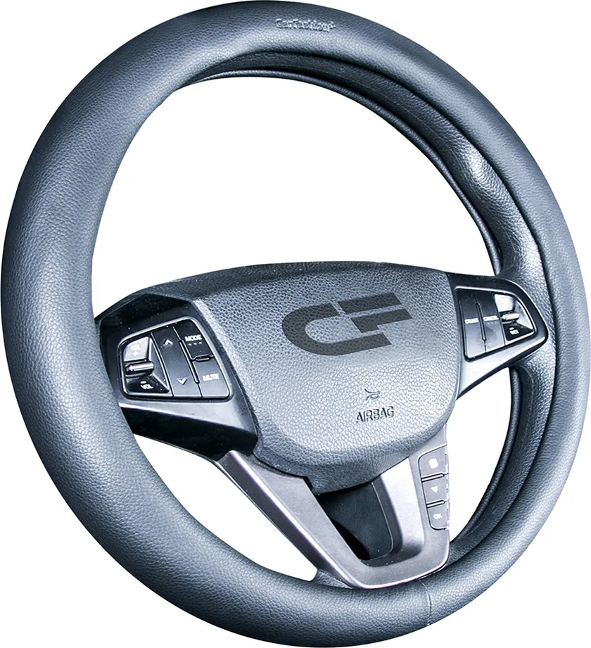 Оплётка на руль CarFashion Platinum (размер M, экокожа, цвет ЧЕРНЫЙ)