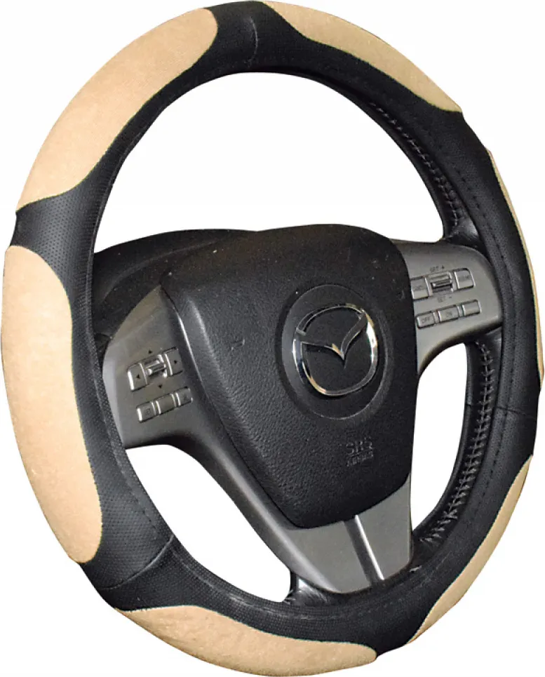 Оплётка на руль CarFashion Alkantara (Puma) (размер M, искусственная кожа, цвет БЕЖЕВЫЙ)