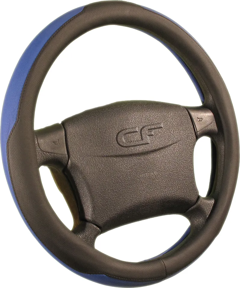 Оплётка на руль CarFashion Select (размер M, экокожа, цвет ЧЕРНЫЙ/СИНИЙ)