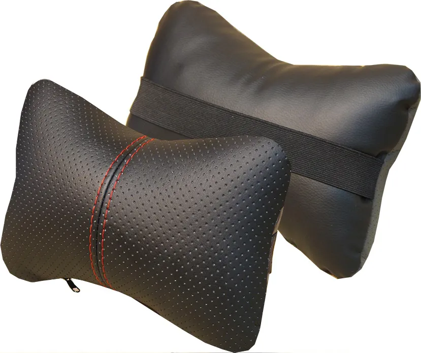 Подушка под шею CarFashion ортопедическая Экокожа, цвет Черный/Черный/Красный