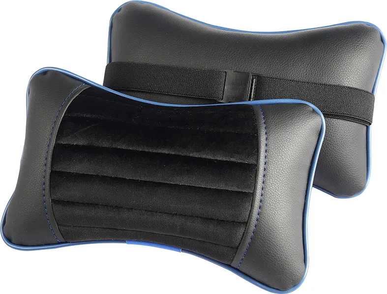 Подушка под шею CarFashion Monako ортопедическая, цвет Черный/Черный/Синий/Синий