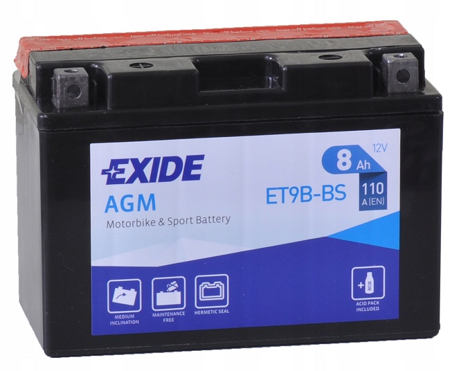 Аккумуляторная батарея Exide ET9BBS (12В, 8А/ч)