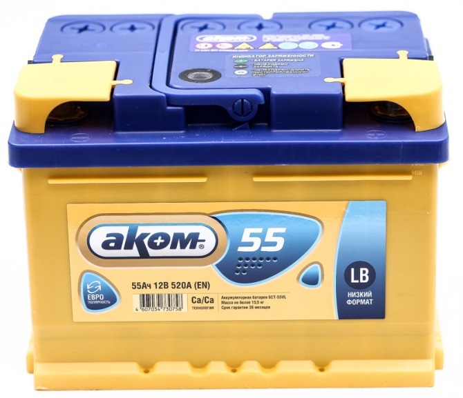 Аккумуляторная батарея Аком 4607034730536 (12В, 55А/ч)