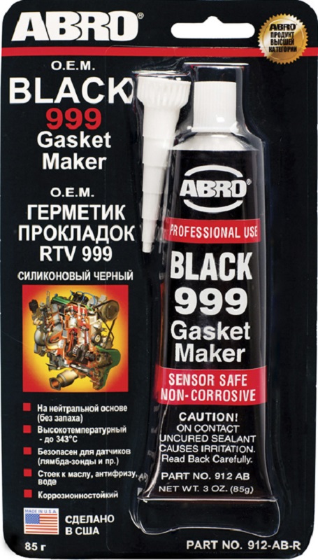 Герметик прокладок силиконовый Abro 912AB,черный 999 OEM