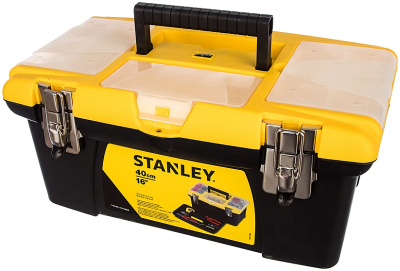 Ящик для инструмента Stanley 192905 jumbo с 2-мя съемными органайзерами в крышке, отсеком для отверточных