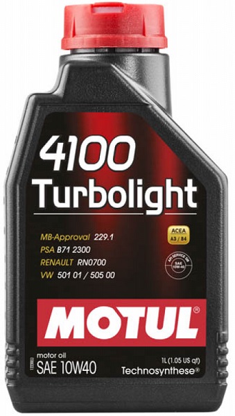 Масло моторное полусинтетическое MOTUL 4100 Turbolight 108644 10w-40 1 л