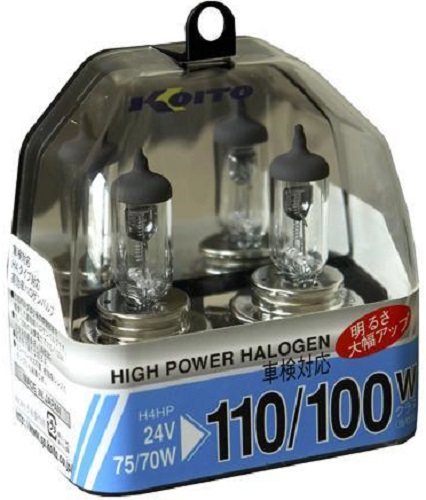 Лампа галогенная Koito P0591 High Power Halogen H4, 24V, 75/70W (110/100W) 3300K, комплект 2 шт.