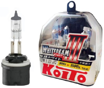 Лампа галогенная Koito P0729W Whitebeam H27/2, 12V, 27W (55W) 4000K, комплект 2 шт.