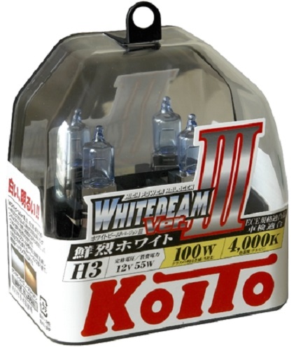 Лампа галоген Koito P0752W WhiteBeam III H3, 12В, 55Вт, 2шт