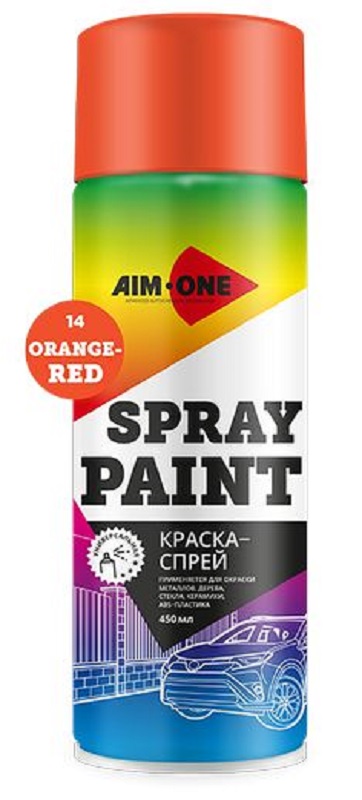Краска-спрей AIM-ONE SP-OR14, оранжево-красная