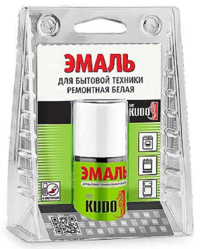 Эмаль для бытовой техники KUDO KU-7K1311 с кисточкой Белая