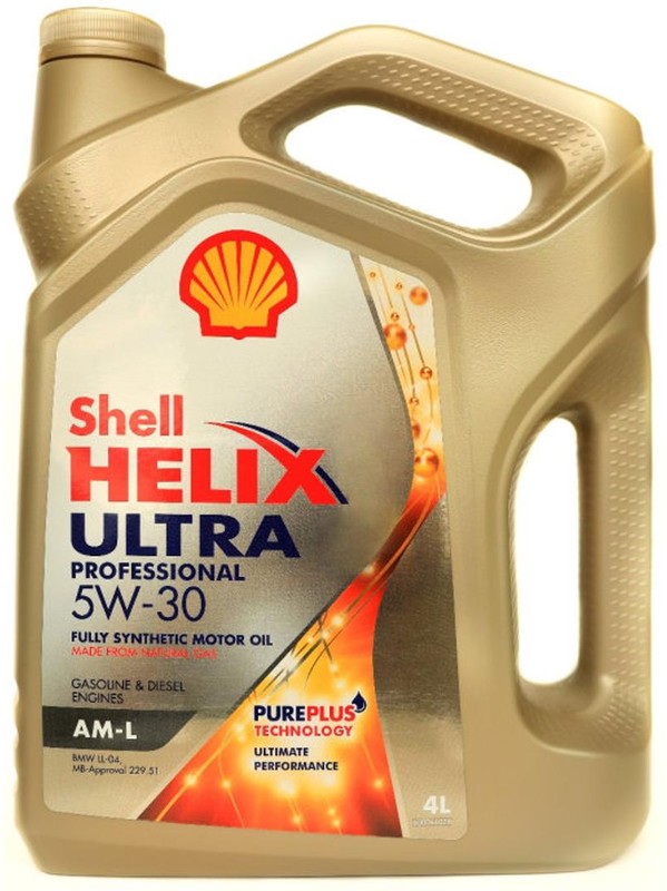 Масло моторное синтетическое Shell 550046353 Helix Ultra Pro AM-L 5W-30, 4л