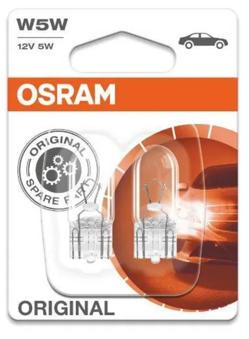 Лампа автомобильная Osram 2825-02B W5W цоколь W2.1x9.5d (12V, 5W, 2 шт)