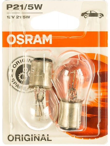 Лампа автомобильная Osram Original Line 7528-02B P21/5W BAY15d (12V, 2 штуки)
