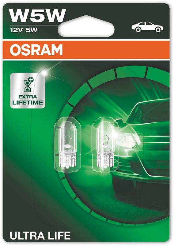 Лампа накаливания Osram 2825ULT-02B ULTRA LIFE W5W, 12В 5Вт, 2шт