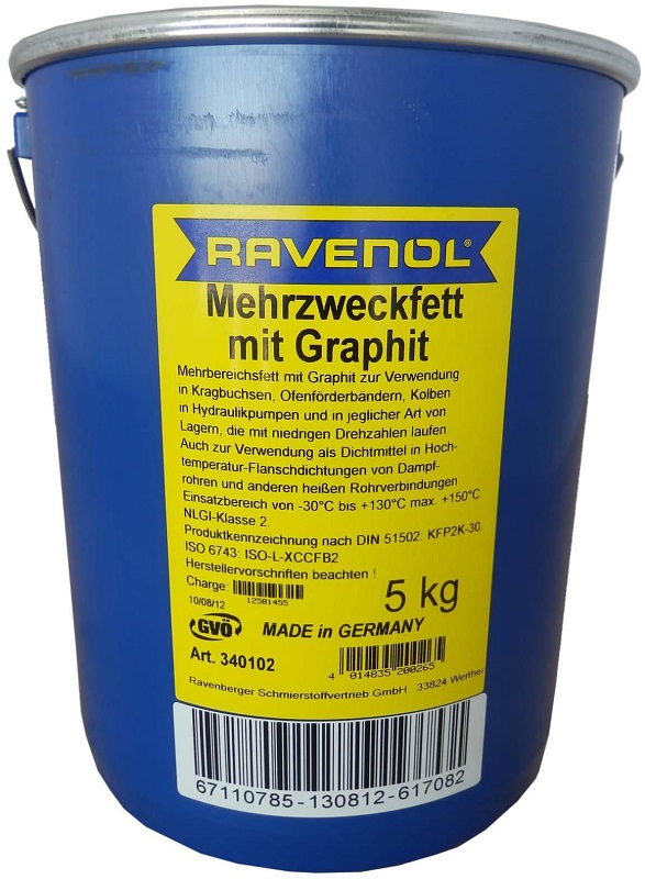 Смазка пластичная с графитом Ravenol 4014835200265 Mehrzweckfett mit Graphit