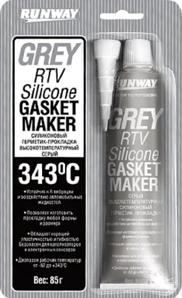 Силиконовый герметик-прокладка RUNWAY RW8503, высокотемпературный, серый 