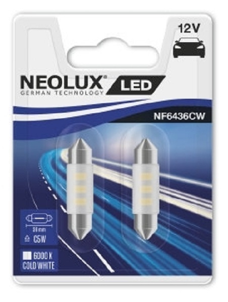 Лампа светодиодная Neolux NF6436CW-02B C5w 12v (0.5w) лампа led 6000k блистер 2шт