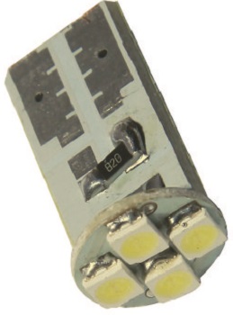 Лампа светодиодная MegaPower M-10513W t10w (w2,1x9,5d) 4 smd 3528 white 12В