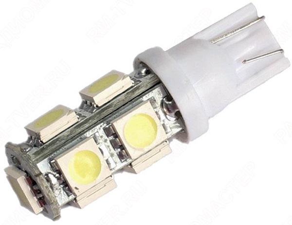 Лампа светодиодная MegaPower M-10715W t10w (w2,1x9,5d) 9 smd 5050 white 12В