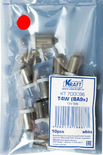 Светодиод Kraft KT 700096 t4w (ba9s) 12v red
