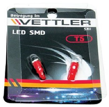 Лампа светодиодная Vettler T51250501RED 12 v t5-1 smd красная индикаторная б/цок подсв прибор (к-т 2шт) 