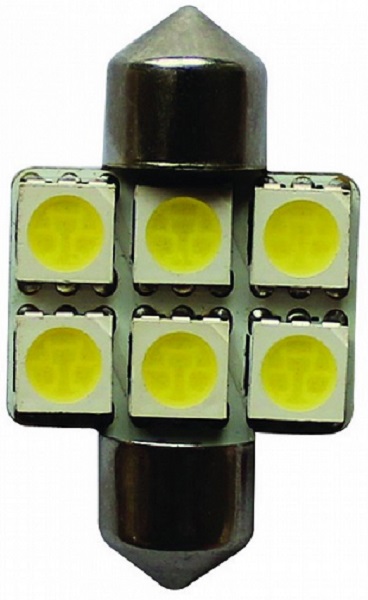 Лампа светодиодная MegaPower M-85174W c10w (sv8,5) 6 smd 5050 white 12В