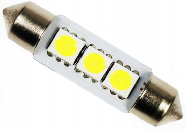 Лампа светодиодная MegaPower M-70231W-24 c10w (sv8,5) 3 smd 5050 white 36 мм 24В