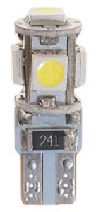 Лампа светодиодная MegaPower M-70214W t10w (w2,1x9,5d) 5 smd 5050 white с блокиратором ошибок canbus 12В