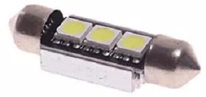 Лампа светодиодная MegaPower M-70231W c5w (sv8,5) 3 smd 5050 white с блокиратором ошибок canbus 12В