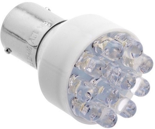 Лампа светодиодная Маяк 12T25-W\15LED Standart P21W 12В, 1шт