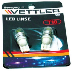 Лампа светодиодная Vettler T10122WWHITE 12 v t10-1hp линза 175 люм белая повторит, габарит б/цок (к-т 2шт) 
