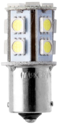 Лампа светодиодная Маяк 12T25-W\13SMD\BL Standart P21W 12В, 1шт