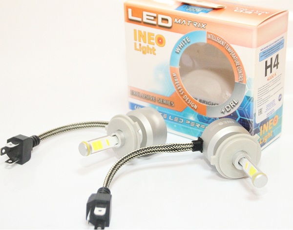 Лампа светодиодная Amiwa DRL-H4-1D-5000K H4 12В 54Вт, 2шт