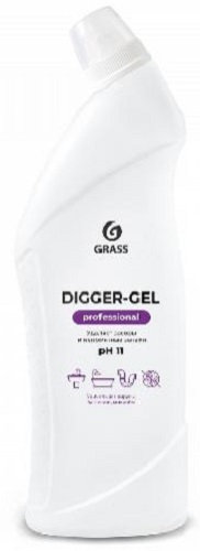 Средство щелочное для прочистки канализационных труб Digger-gel Professional Grass 125569, 1л