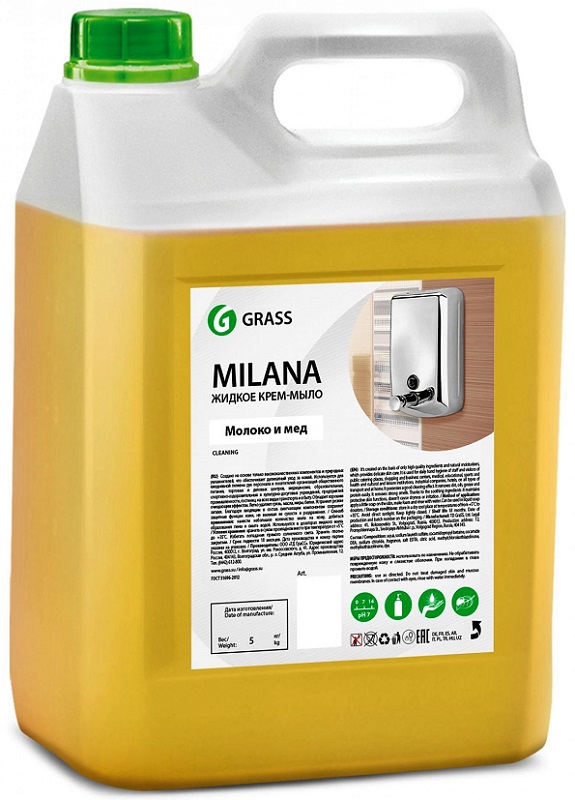 Крем-мыло жидкое увлажняющее Milana молоко и мед Grass 126105, 5кг