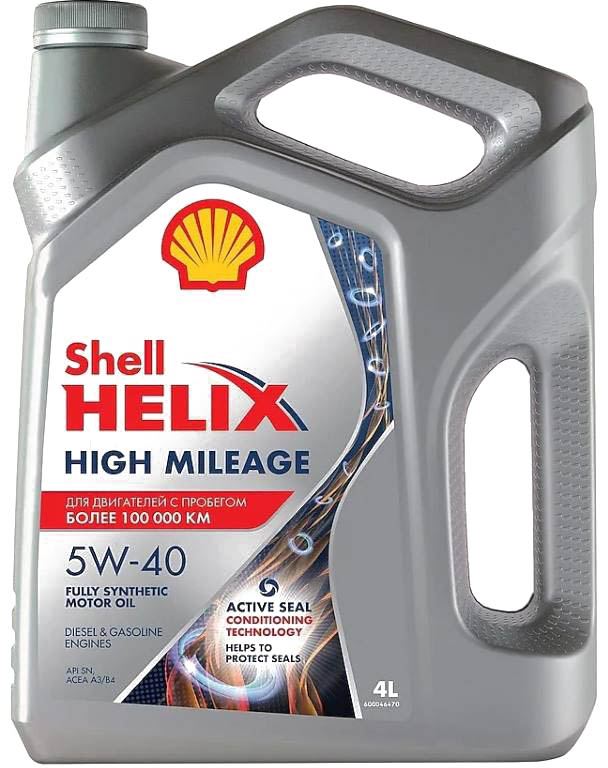 Масло моторное синтетическое Shell 550050425 Helix High Mileage 5W-40, 4л