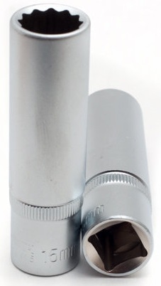 Головка торцевая Сервис Ключ 77915, глубокая, 12-гранная, 15 мм 