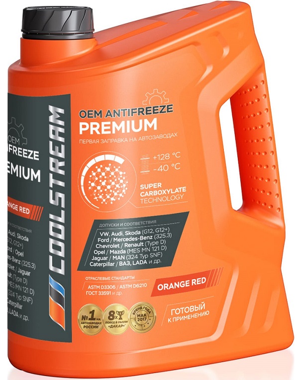 Жидкость охлаждающая Coolstream CS-010102 Premium 40, оранжевый, 4.5л