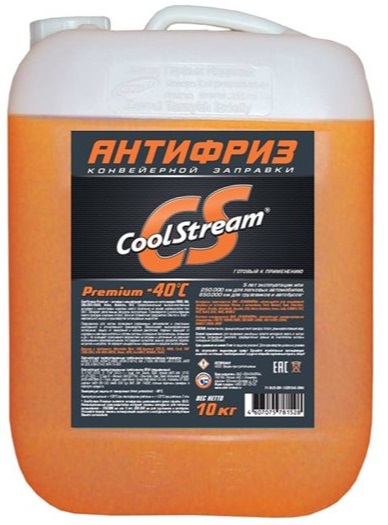 Жидкость охлаждающая Coolstream CS-010103 Premium 40, оранжевый, 9л