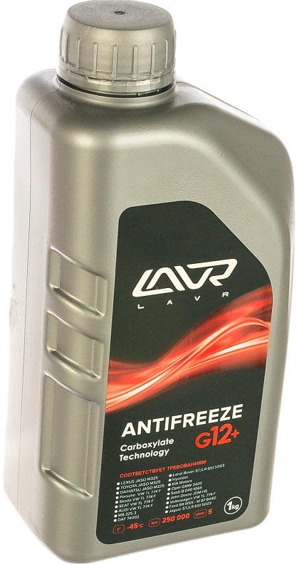 Жидкость охлаждающая LAVR Ln1709 ANTIFREEZE G12+, красная, 0.9л