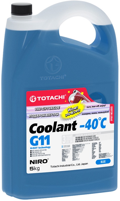 Жидкость охлаждающая Totachi 46305 NIRO COOLANT Blue G11, синяя, 4.5л