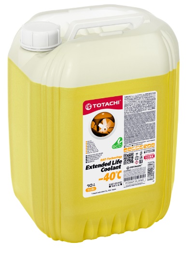 Жидкость охлаждающая Totachi 43710 EXTENDED LIFE COOLANT -40C, жёлтая, 10л