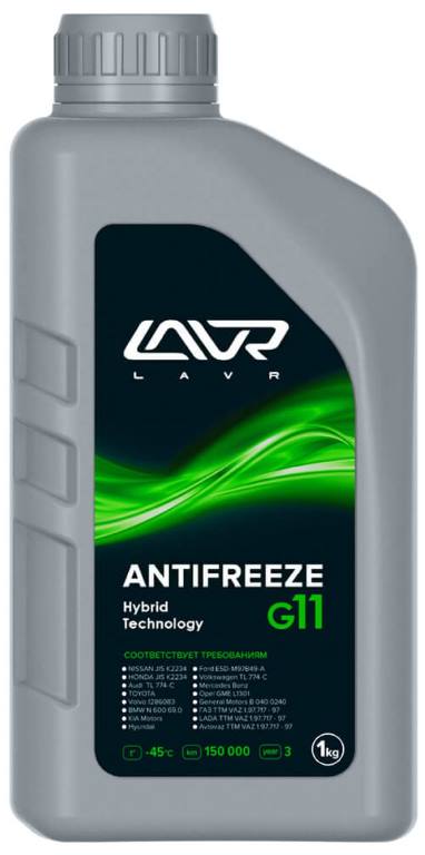 Жидкость охлаждающая LAVR Ln1705 ANTIFREEZE G11, зелёная, 0.9л