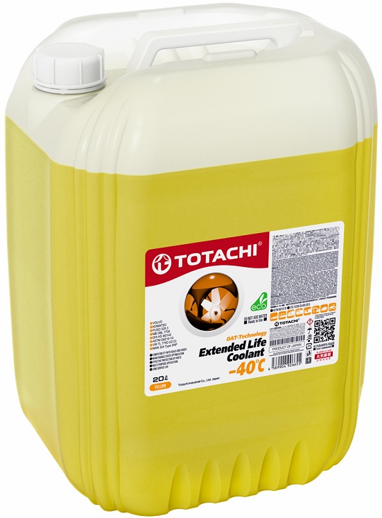 Жидкость охлаждающая Totachi 43720 EXTENDED LIFE COOLANT -40C, жёлтая, 20л