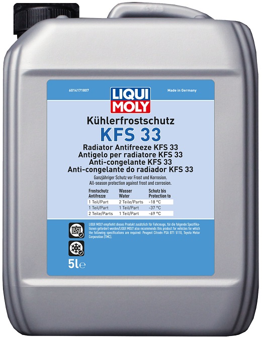 Жидкость охлаждающая Liqui Moly 21131 Kuhlerfrostschutz KFS 33, сине-зеленый, 5л