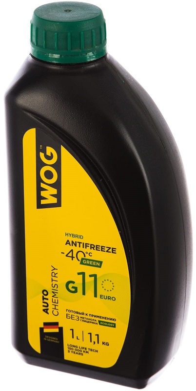 Жидкость охлаждающая WOG WGC0100 Antifreeze G11 Long life Term Guard, зелёная, 1л