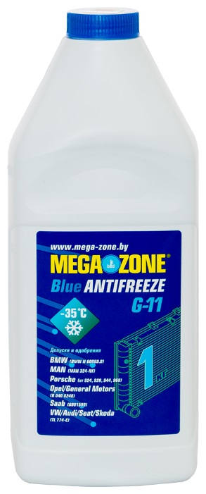 Жидкость охлаждающая MegaZone 9000027 g11, синяя, 1л