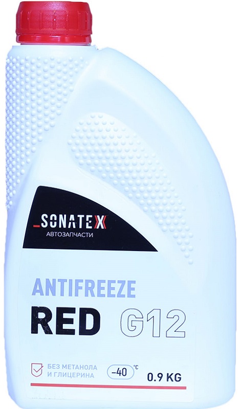 Жидкость охлаждающая Sonatex 102622 Antifreeze G12, красная, 0.8л